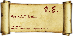 Vankó Emil névjegykártya